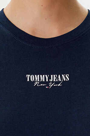 Kadın Slim Fit Logolu T-shirt - Lacivert | L