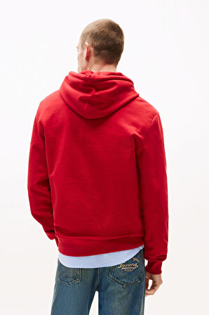 Erkek Regular Fit Kapüşonlu Grafik Logolu Sweatshirt - Kırmızı | L