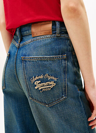 Tommy Jeans Yüksek Bel Düz Paça Slim Straight Koyu Mavi Kadın Denim Pantolon DW0DW205121A5
