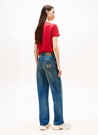 Tommy Jeans Yüksek Bel Düz Paça Slim Straight Koyu Mavi Kadın Denim Pantolon DW0DW205121A5