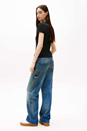 Kadın Slim Fit Logolu T-Shirt - Siyah | XS
