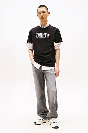 Erkek Tommy Dna Bayrak T-Shirt - Siyah | S