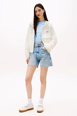 Tommy Jeans Script Kadın Beyaz Yağmurluk DW0DW20952YBL