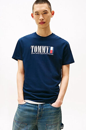Erkek Tommy Dna Bayrak T-Shirt - Lacivert | M