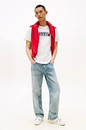 Erkek Tommy Dna Bayrak T-Shirt - Ekru | S