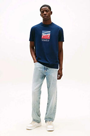 Tommy Jeans Erkek Tişört-DM0DM21940Dark Night Navy