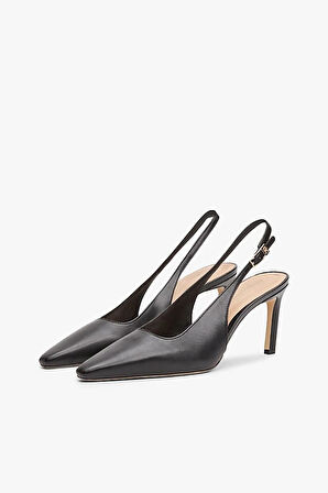 Kadın İnce Topuklu Slingback Topuklu Ayakkabı - Siyah | 40
