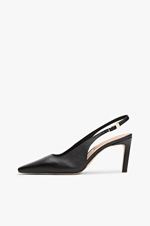 Kadın İnce Topuklu Slingback Topuklu Ayakkabı - Siyah | 40
