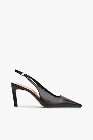 Kadın İnce Topuklu Slingback Topuklu Ayakkabı - Siyah | 40