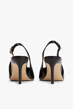 Kadın İnce Topuklu Slingback Topuklu Ayakkabı - Siyah | 40