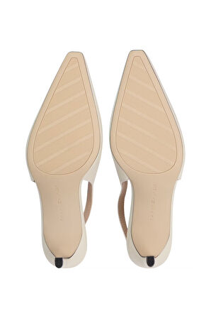 Kadın Squared Toe High Heel Slingback Topuklu Ayakkabı - Krem | 36