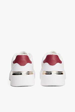 Kadın Süet ve Deri Detaylı Platform Tabanlı Kort Sneaker - Beyaz | 40