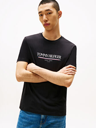 TOMMY HILFIGER Erkek  Siyah T-Shirt MW0MW40324 BDS