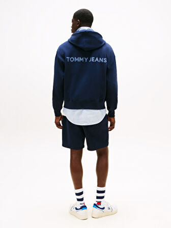 TOMMY HILFIGER Erkek Marka Logolu Kapüşonlu Şık Görünümlü Full Fermuarlı Günlük Kullanıma Uygun Lacivert Sweatshirt DM0DM21626 C1G