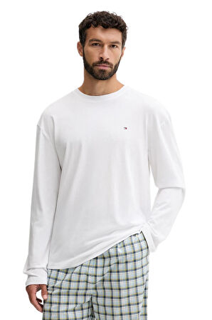 Tommy Hilfiger Erkek Beyaz Uzun Kollu Dokuma Pijama Takımı UM0UM03663