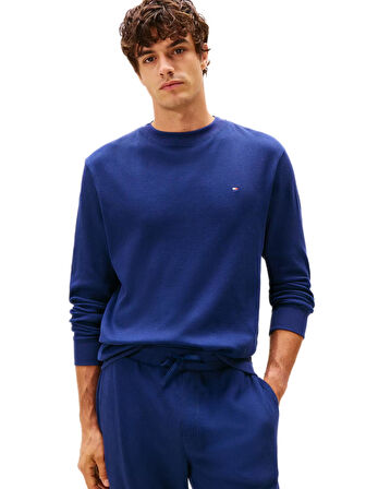 Tommy Hilfiger Erkek Mavi Waffle Sweatshirt UM0UM03620