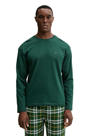 Tommy Hilfiger Erkek Yeşil Uzun Kollu Rahat Flanel Pijama Takımı UM0UM03657