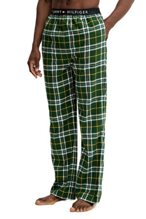 Tommy Hilfiger Erkek Yeşil Uzun Kollu Rahat Flanel Pijama Takımı UM0UM03657