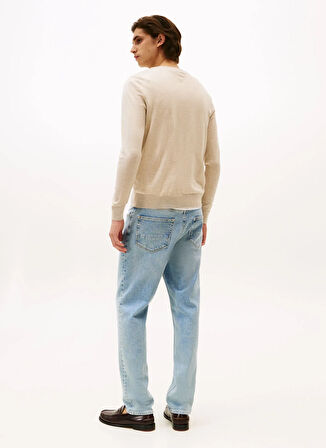 Tommy Hilfiger Bisiklet Yaka Normal Bej Erkek Kazak MW0MW39775HGF_DC FINE MERINO WOOL C