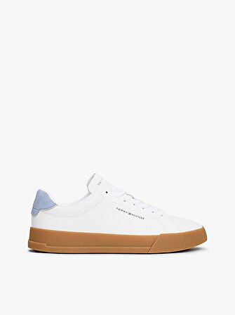 Tommy Hilfiger TH COURT LTH DETAIL ESS Erkek Beyaz Sneaker FM0FM0536705O