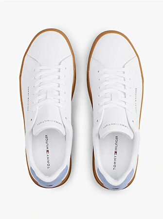 Tommy Hilfiger TH COURT LTH DETAIL ESS Erkek Beyaz Sneaker FM0FM0536705O