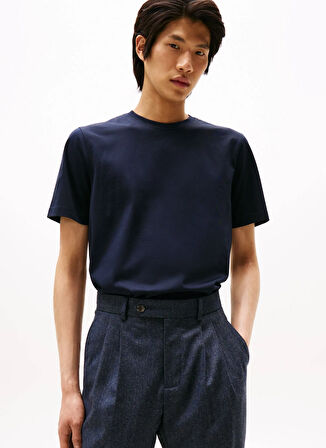 Tommy Hilfiger Bisiklet Yaka Mavi Erkek T-Shirt MW0MW39779DW5_DC MERCERISED COTTON