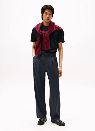 Tommy Hilfiger Bisiklet Yaka Mavi Erkek T-Shirt MW0MW39779DW5_DC MERCERISED COTTON