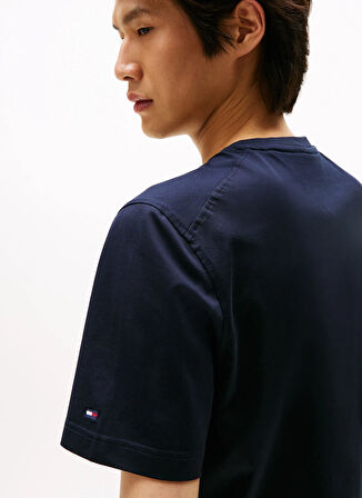 Tommy Hilfiger Bisiklet Yaka Mavi Erkek T-Shirt MW0MW39779DW5_DC MERCERISED COTTON