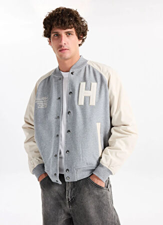 Tommy Hilfiger Dik Yaka Gri Erkek Sweatshırt MW0MW39684P01_MIX MEDIA VARSITY BOM