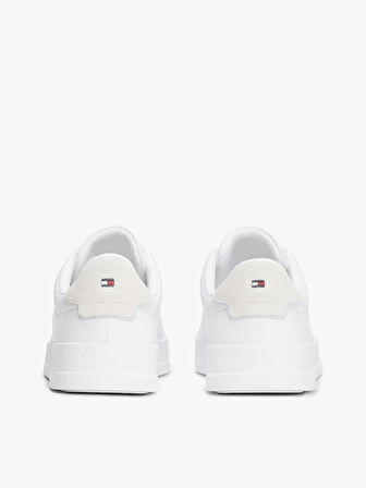 Tommy Hilfiger TH COURT LTH DETAIL ESS Erkek Beyaz Sneaker FM0FM05367YBS