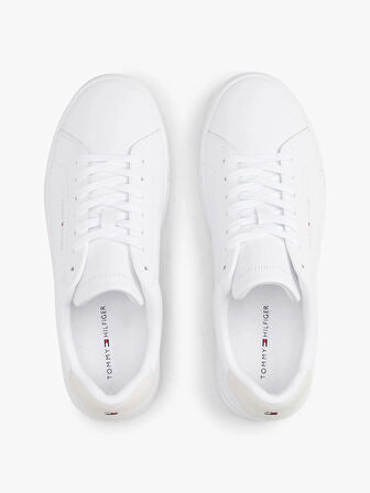 Tommy Hilfiger TH COURT LTH DETAIL ESS Erkek Beyaz Sneaker FM0FM05367YBS