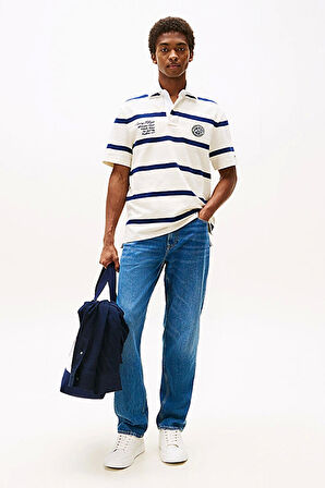 Tommy Hilfiger Erkek Kısa Kollu Klasik Kesim Rugby Mavi T-shirt MW0MW395650A4