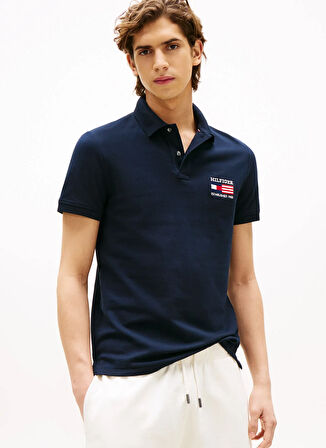 Tommy Hilfiger Mavi Erkek Polo T-Shirt MW0MW39836DW5_HILFIGER FLAG REG POL