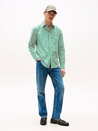 Tommy Hilfiger Erkek Flex Poplin Bold Yeşil  Gömlek MW0MW394510CD