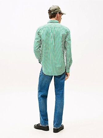 Tommy Hilfiger Erkek Flex Poplin Bold Yeşil  Gömlek MW0MW394510CD