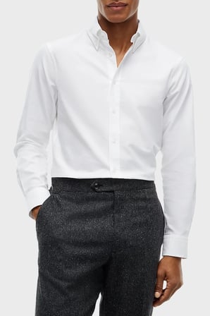 Tommy Hilfiger Logolu Pamuklu Regular Fit Düğmeli Yaka Gömlek Erkek GÖMLEK MW0MW39754 YBS BEYAZ
