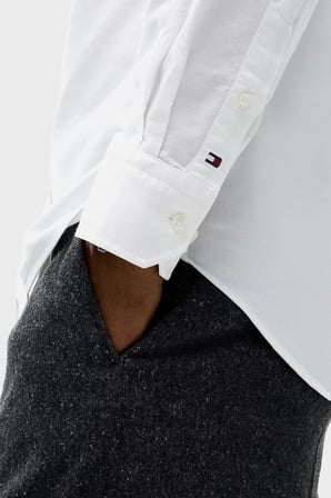 Tommy Hilfiger Logolu Pamuklu Regular Fit Düğmeli Yaka Gömlek Erkek GÖMLEK MW0MW39754 YBS BEYAZ