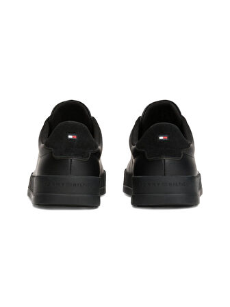 Tommy Hilfiger Siyah Erkek Sneaker TH COURT LTH DETAIL ESS