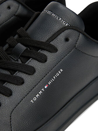 Tommy Hilfiger Siyah Erkek Sneaker TH COURT LTH DETAIL ESS