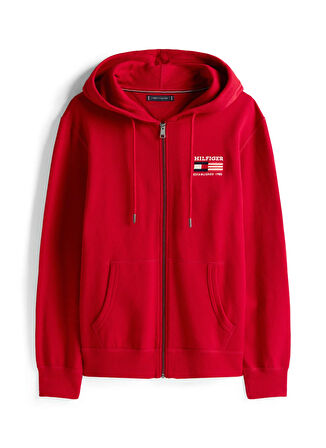 Tommy Hilfiger Kapüşon Yaka Kırmızı Erkek Sweatshırt MW0MW39691XLD_AMERICANA ZIP THROUGH