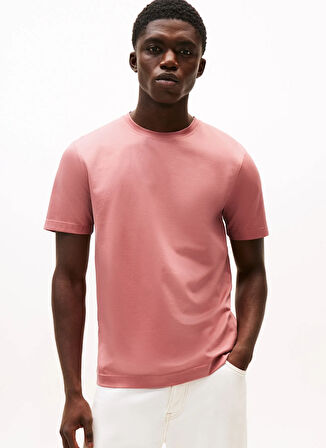 Tommy Hilfiger Bisiklet Yaka Pembe Erkek T-Shirt MW0MW39779TI0_DC MERCERISED COTTON