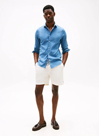 Tommy Hilfiger Normal Gömlek Yaka Mavi Erkek Gömlek MW0MW39766C5E_DC DENIM SHIRT