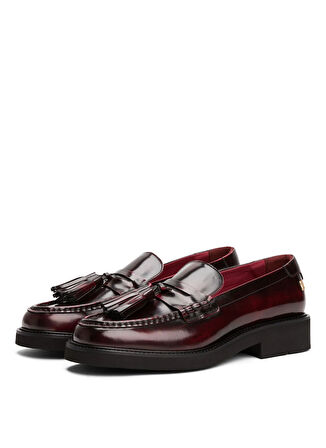 Tommy Hilfiger Deri Bordo Kadın Günlük Ayakkabı FW0FW08749