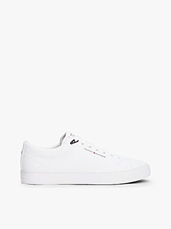 Tommy Hilfiger TH HI VULC CORE LOW LTH II ESS Erkek Beyaz Sneaker FM0FM05511YBS