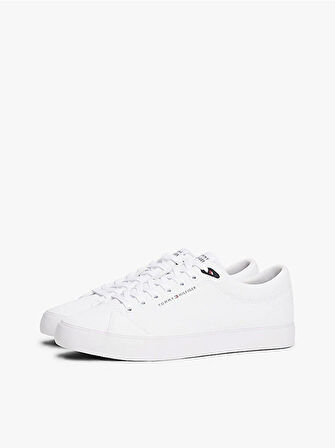 Tommy Hilfiger TH HI VULC CORE LOW LTH II ESS Erkek Beyaz Sneaker FM0FM05511YBS