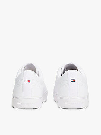 Tommy Hilfiger TH HI VULC CORE LOW LTH II ESS Erkek Beyaz Sneaker FM0FM05511YBS