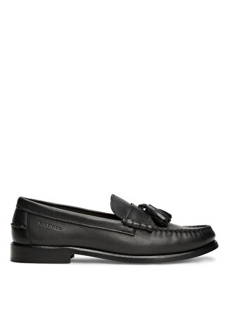 Tommy Hilfiger Siyah Erkek Klasik Ayakkabı HILFIGER TASSEL LTH LOAFER