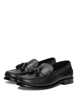 Tommy Hilfiger Siyah Erkek Klasik Ayakkabı HILFIGER TASSEL LTH LOAFER