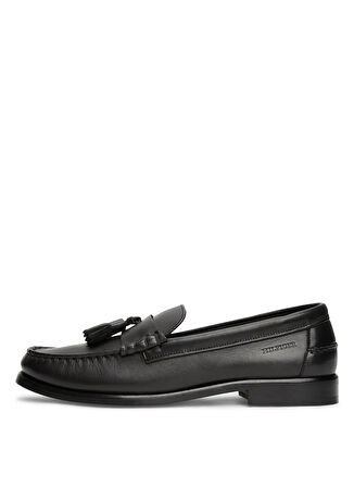 Tommy Hilfiger Siyah Erkek Klasik Ayakkabı HILFIGER TASSEL LTH LOAFER