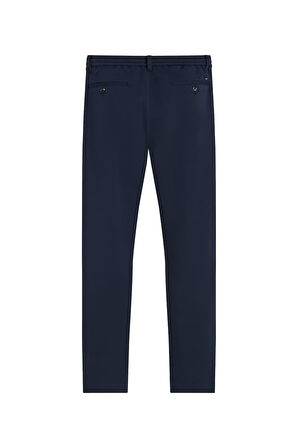 Erkek Beli Bağcıklı Pileli Konforlu Pantolon - Lacivert | 32/30